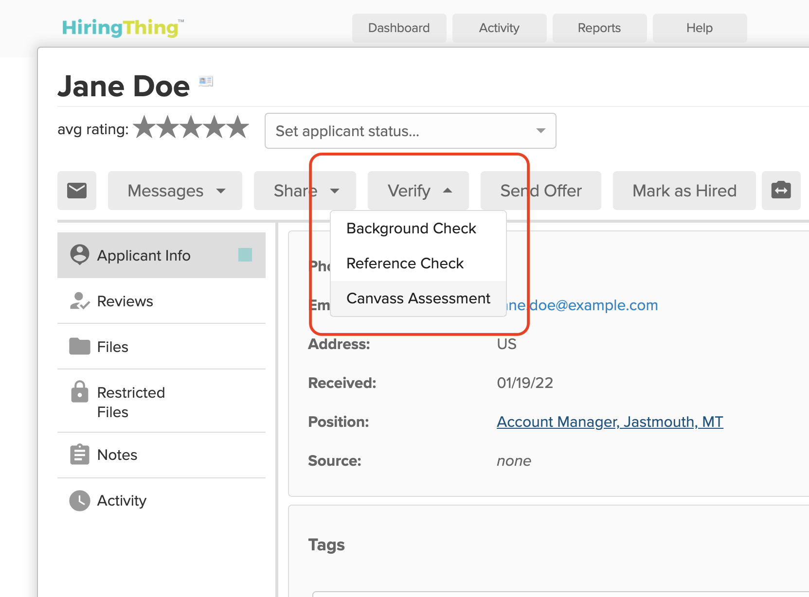 Screenshot of instructions