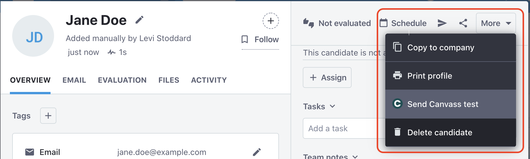 Screenshot of instructions